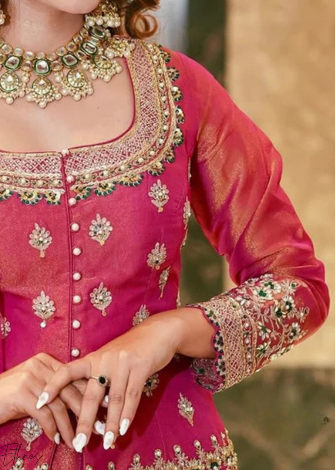 Ombre Moti-Embroidered Silk Lehenga Set