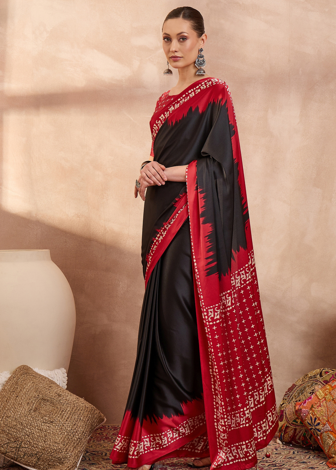Onyx Modal Silk Bandhani Border Saree