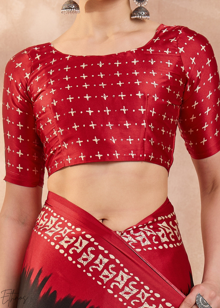 Onyx Modal Silk Bandhani Border Saree