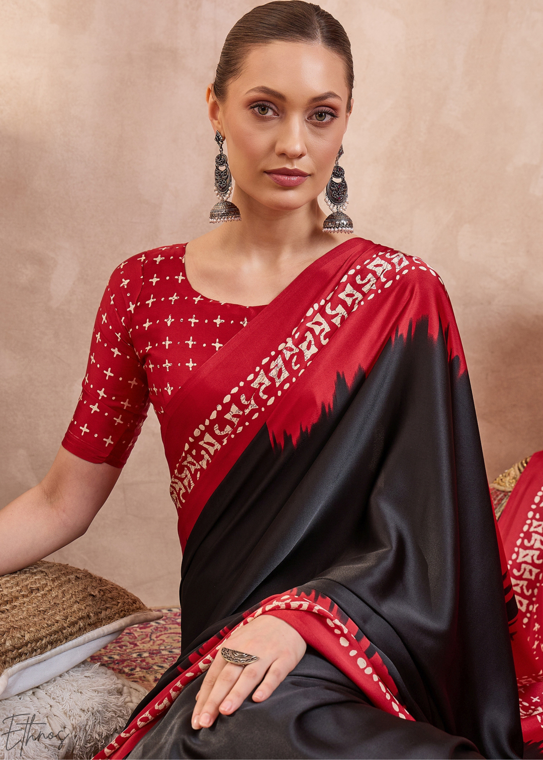 Onyx Modal Silk Bandhani Border Saree