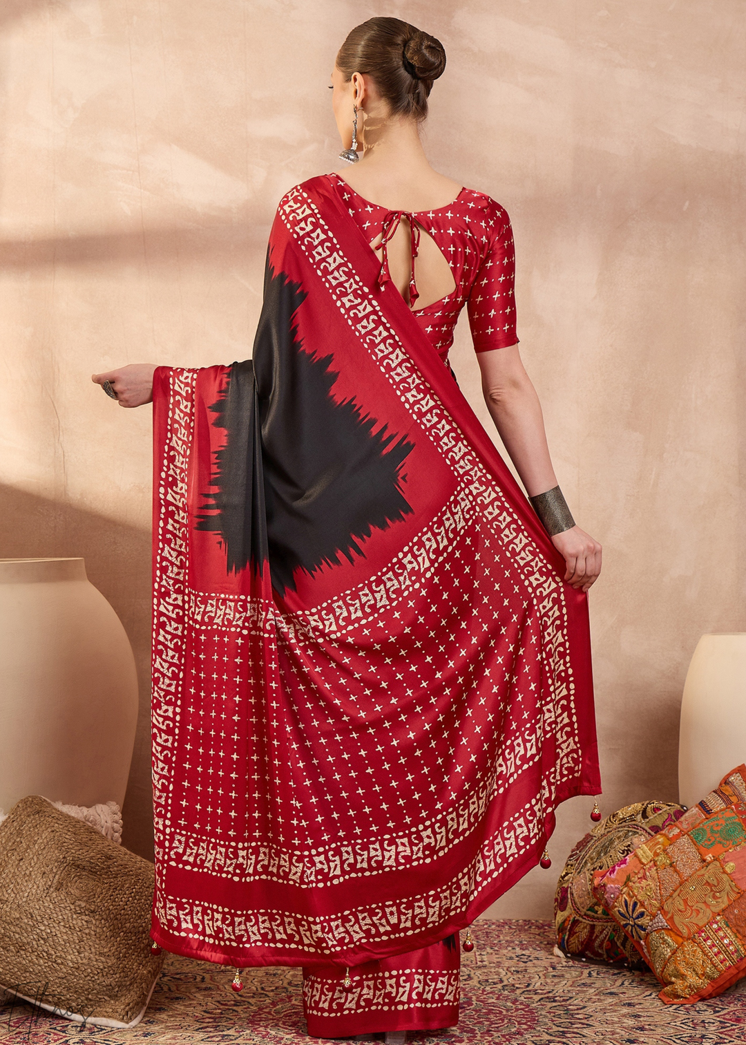 Onyx Modal Silk Bandhani Border Saree