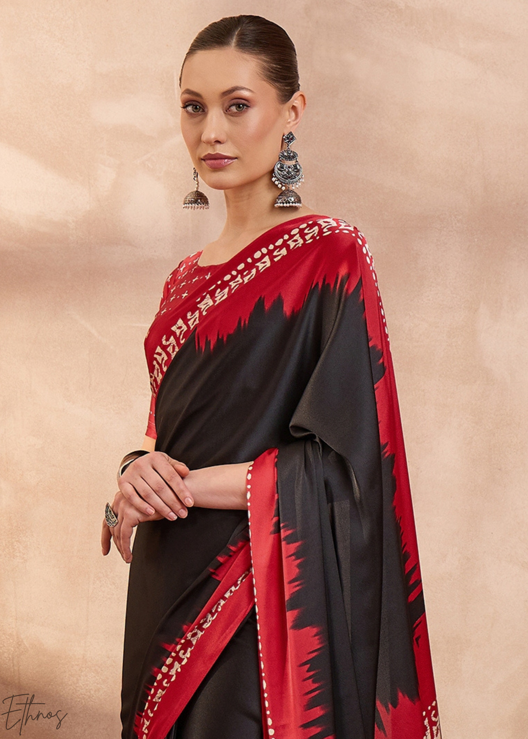 Onyx Modal Silk Bandhani Border Saree