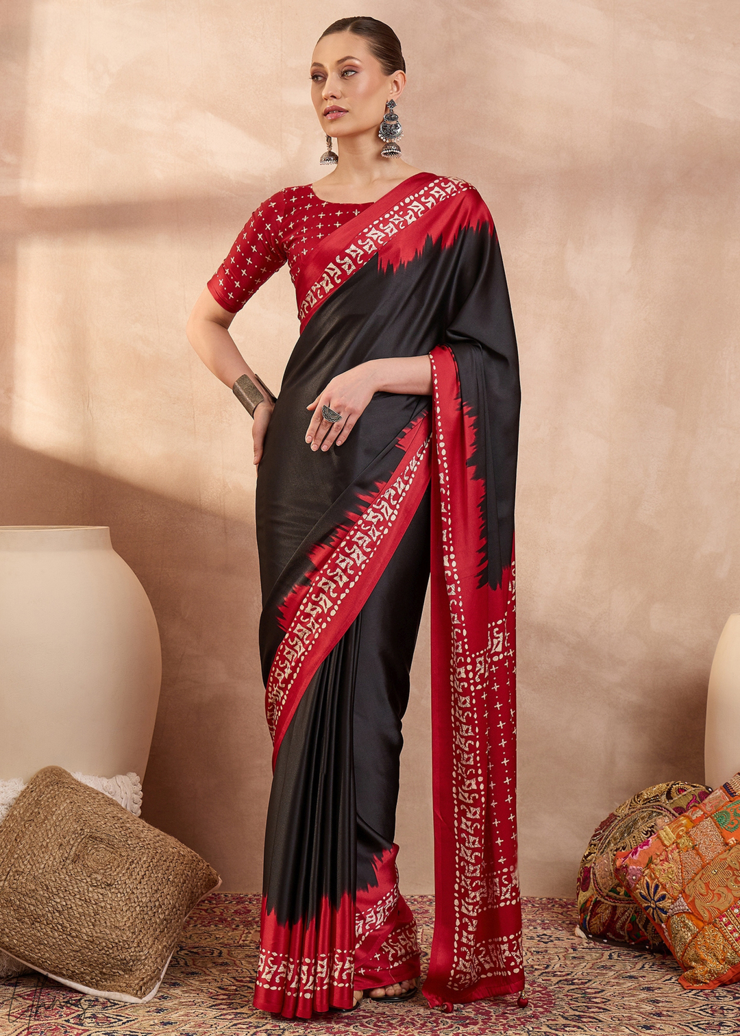 Onyx Modal Silk Bandhani Border Saree