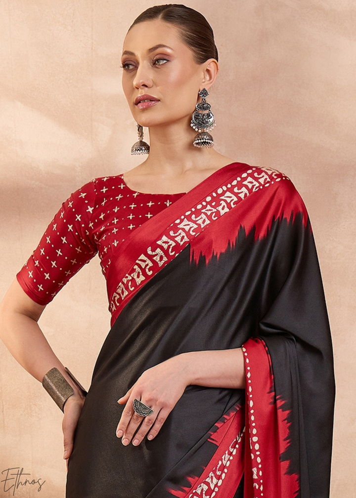 Onyx Modal Silk Bandhani Border Saree