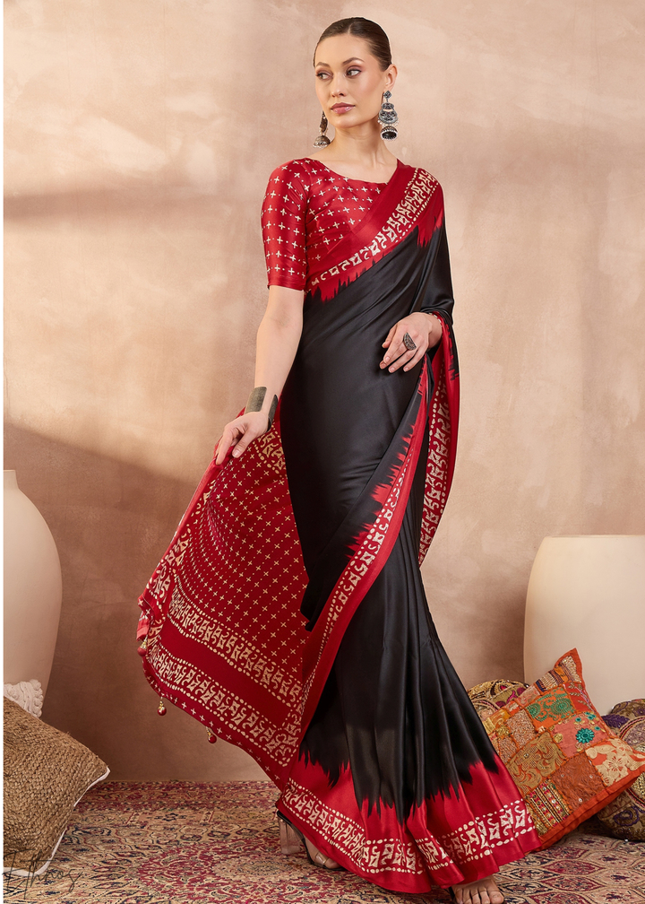 Onyx Modal Silk Bandhani Border Saree