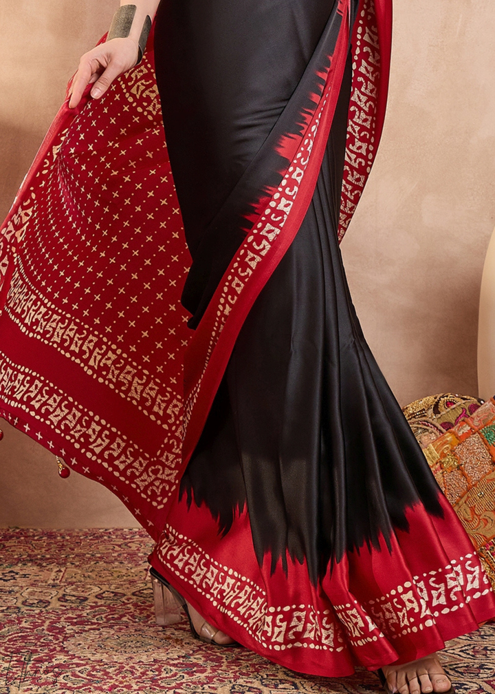Onyx Modal Silk Bandhani Border Saree