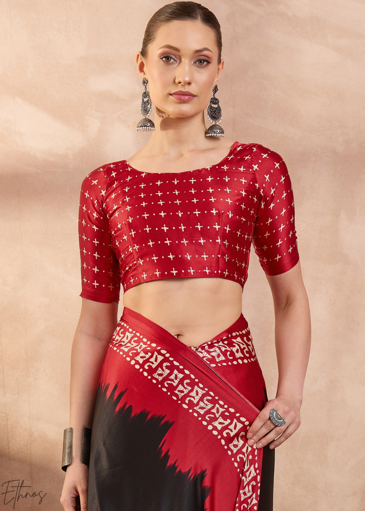 Onyx Modal Silk Bandhani Border Saree
