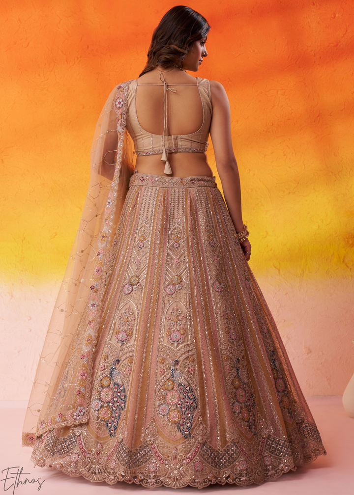 Opaline Beige Net Lehenga Choli