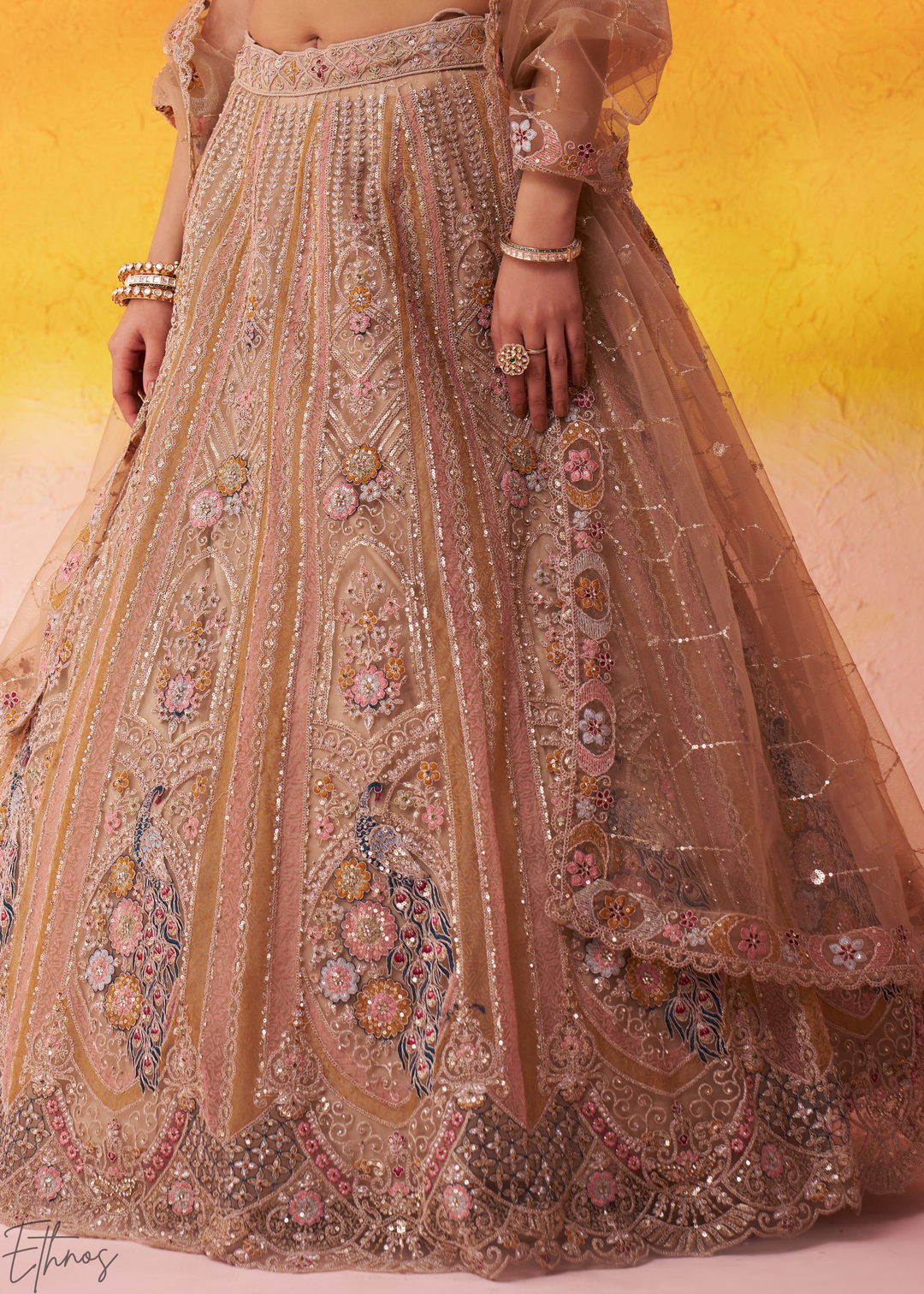 Opaline Beige Net Lehenga Choli
