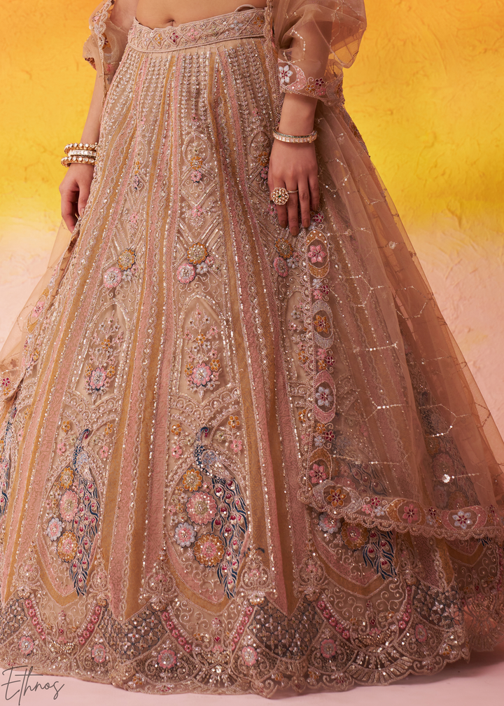 Opaline Beige Net Lehenga Choli