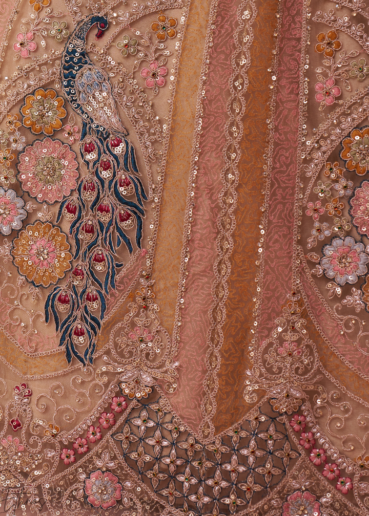 Opaline Beige Net Lehenga Choli