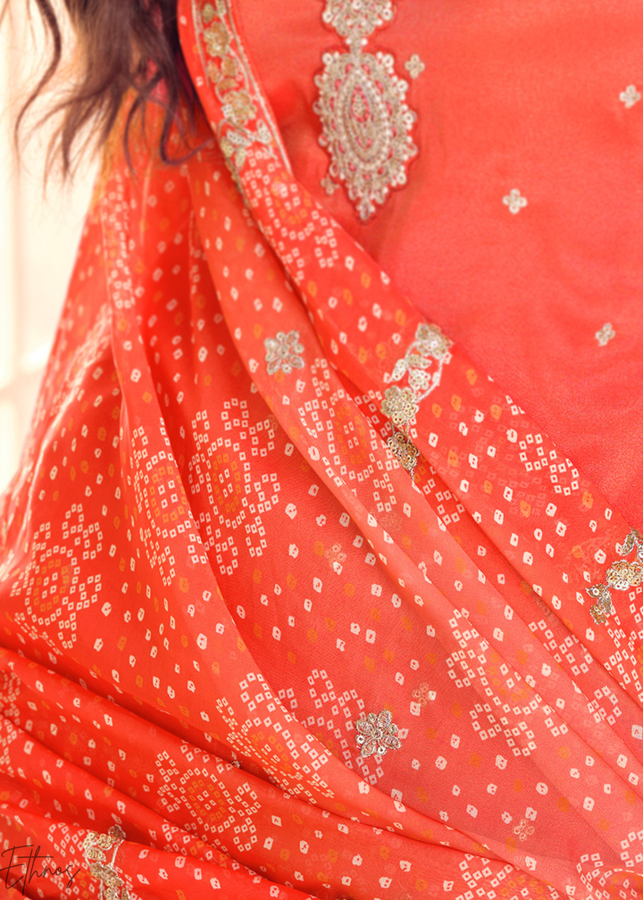 Orange Zari Simar Silk Palazzo Suit