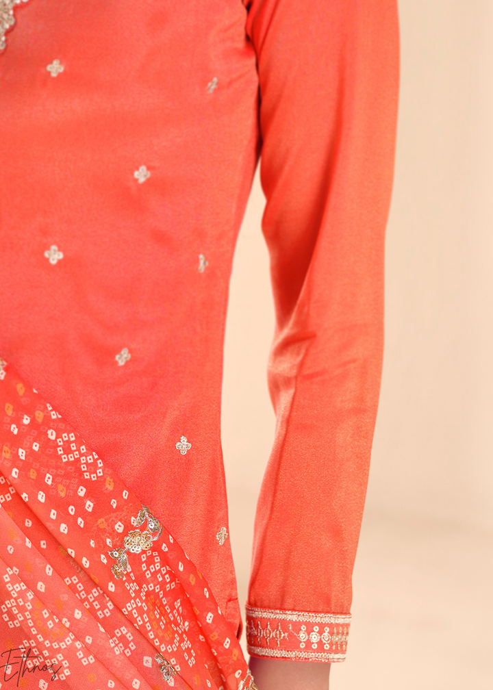 Orange Zari Simar Silk Palazzo Suit