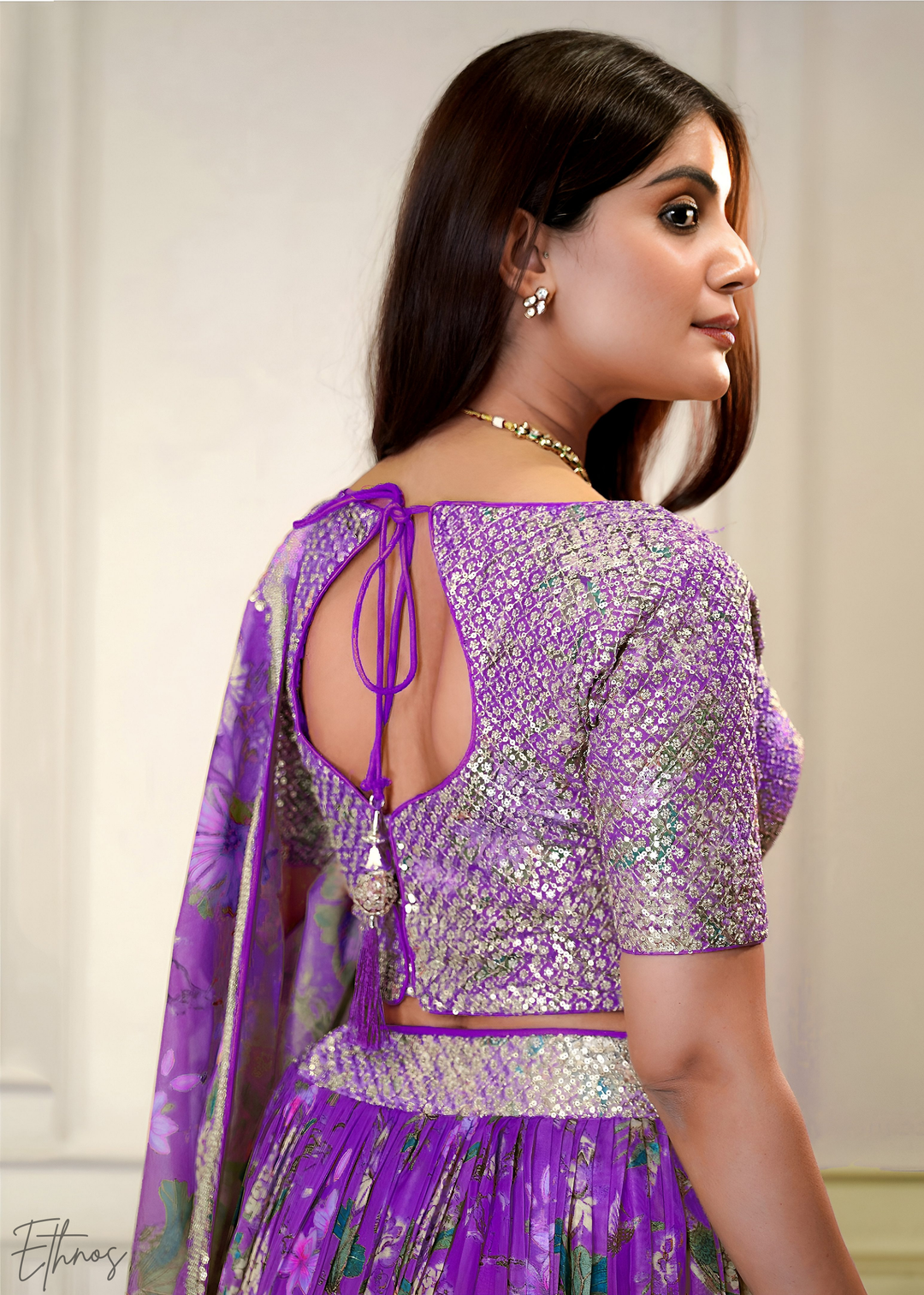 Orchid Botanical Bloom Organza Lehenga