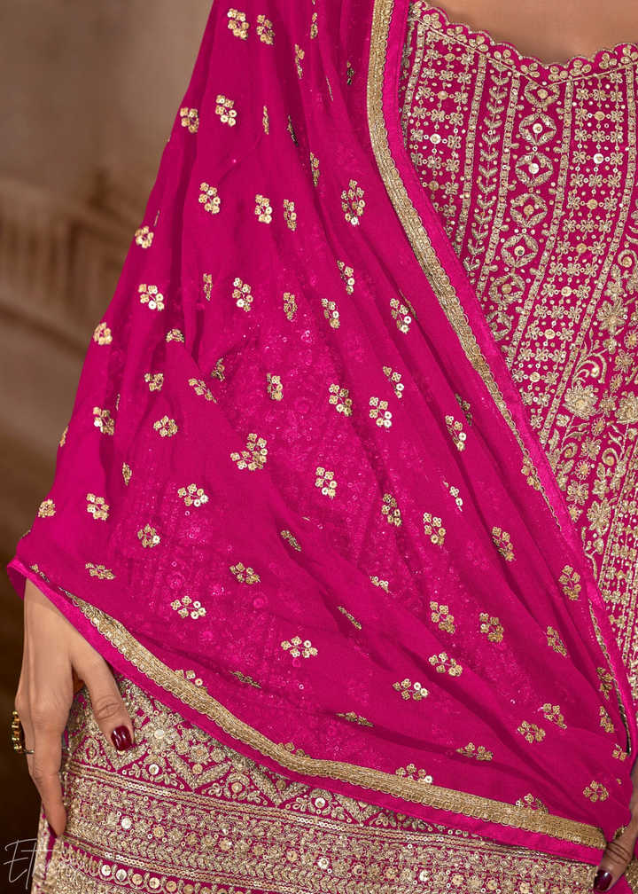 Orchid Chevron Gota Faux Georgette Palazzo Suit