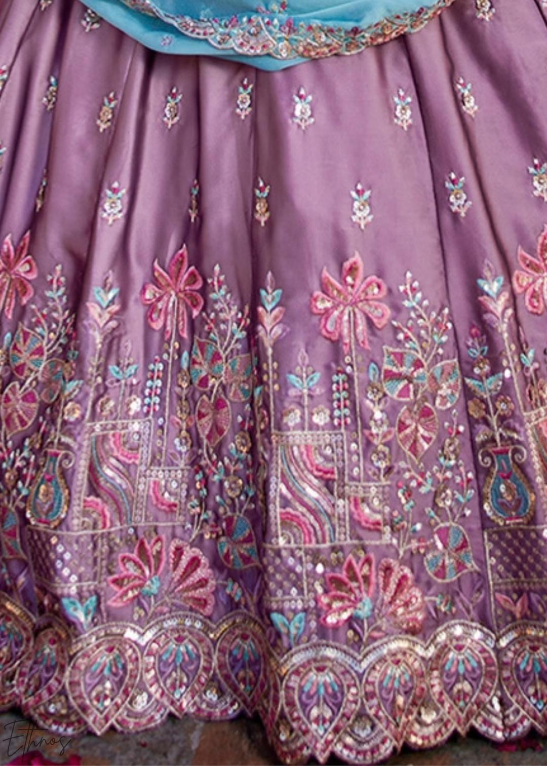 Orchid Lavender Radiant Blossom Poly Georgette Lehenga