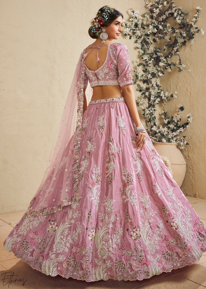 Orchid Lavender Radiant Blossom Satin Lehenga