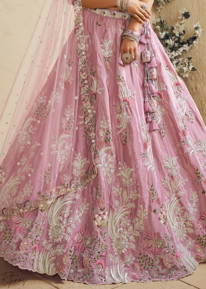 Orchid Lavender Radiant Blossom Satin Lehenga
