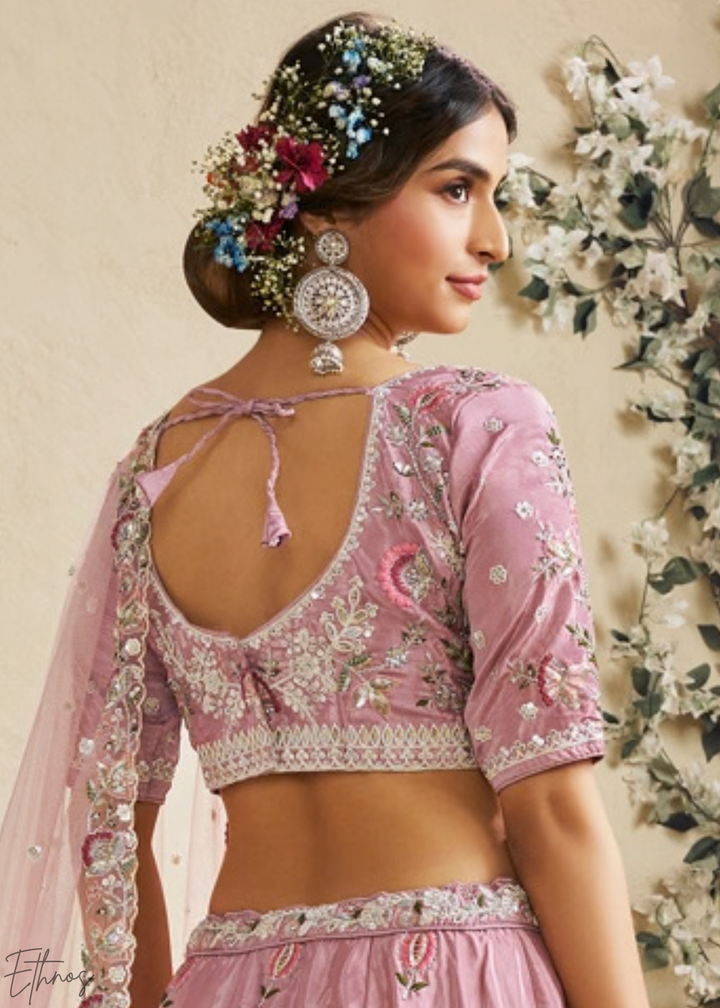 Orchid Lavender Radiant Blossom Satin Lehenga