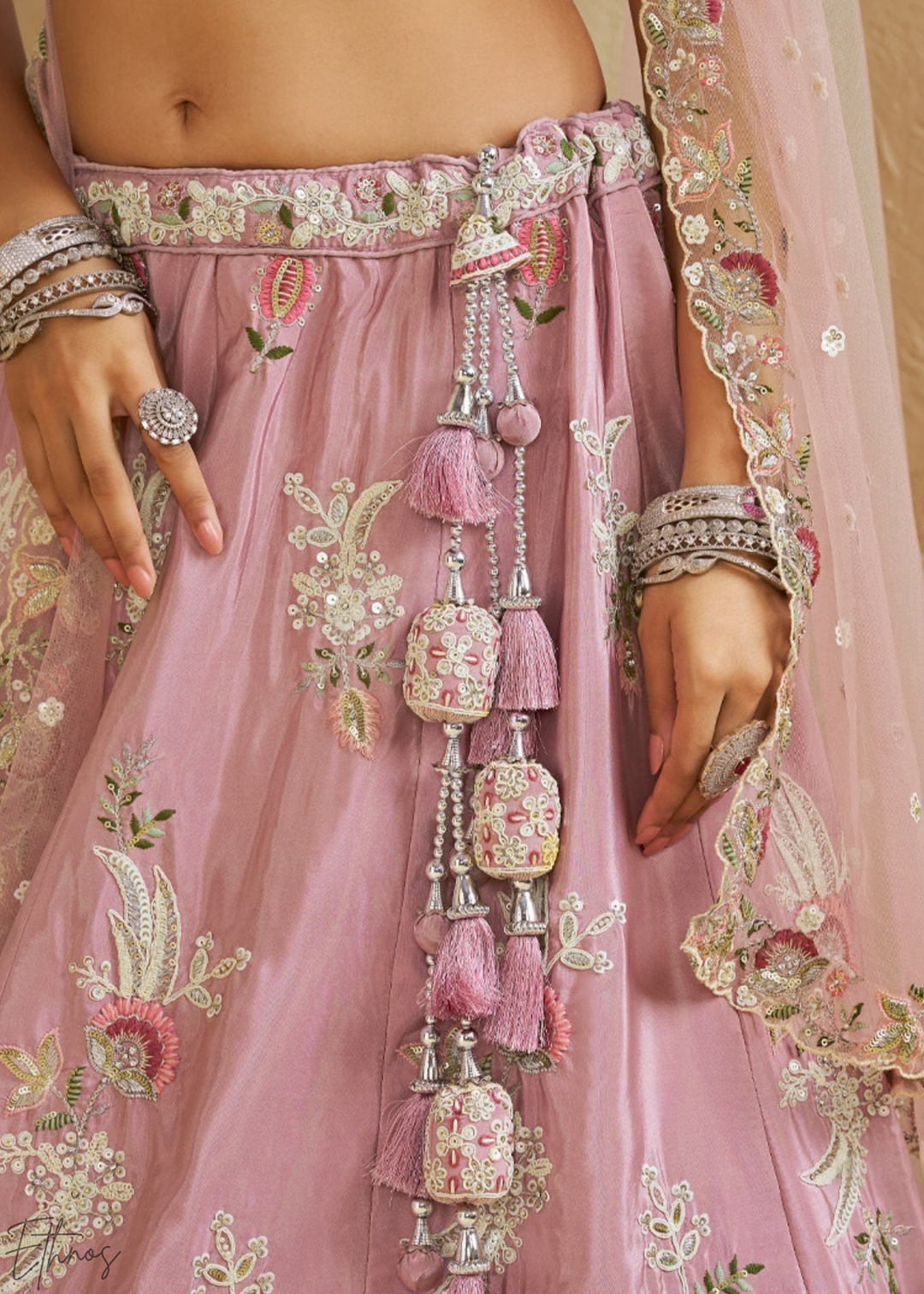 Orchid Lavender Radiant Blossom Satin Lehenga