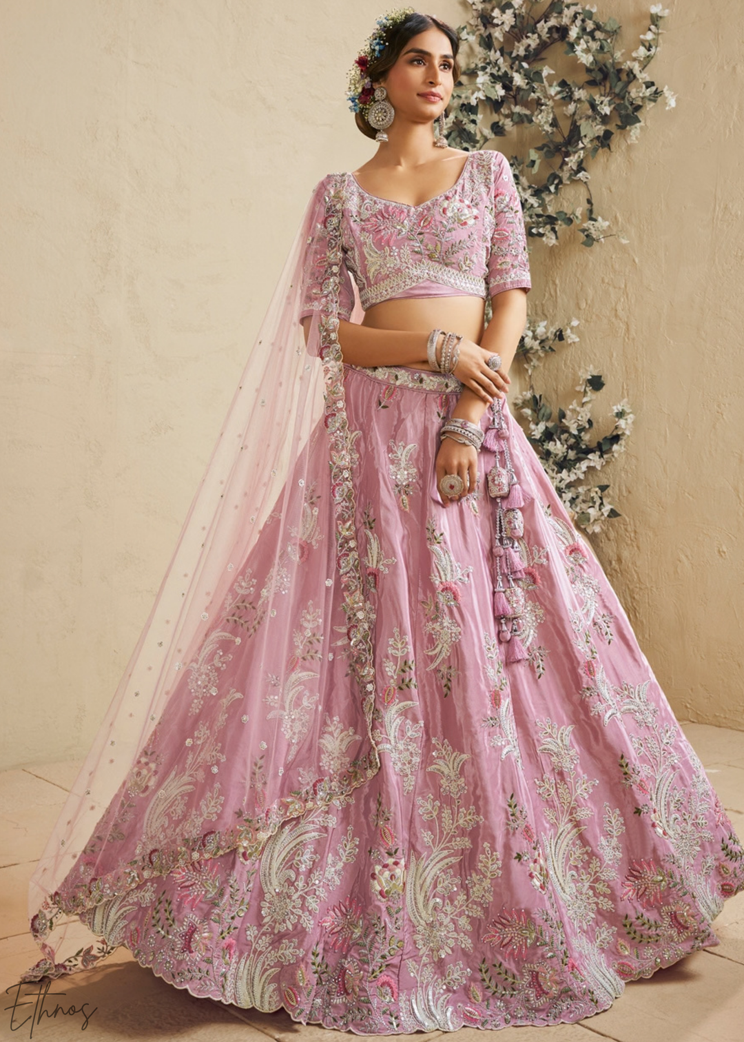 Orchid Lavender Radiant Blossom Satin Lehenga