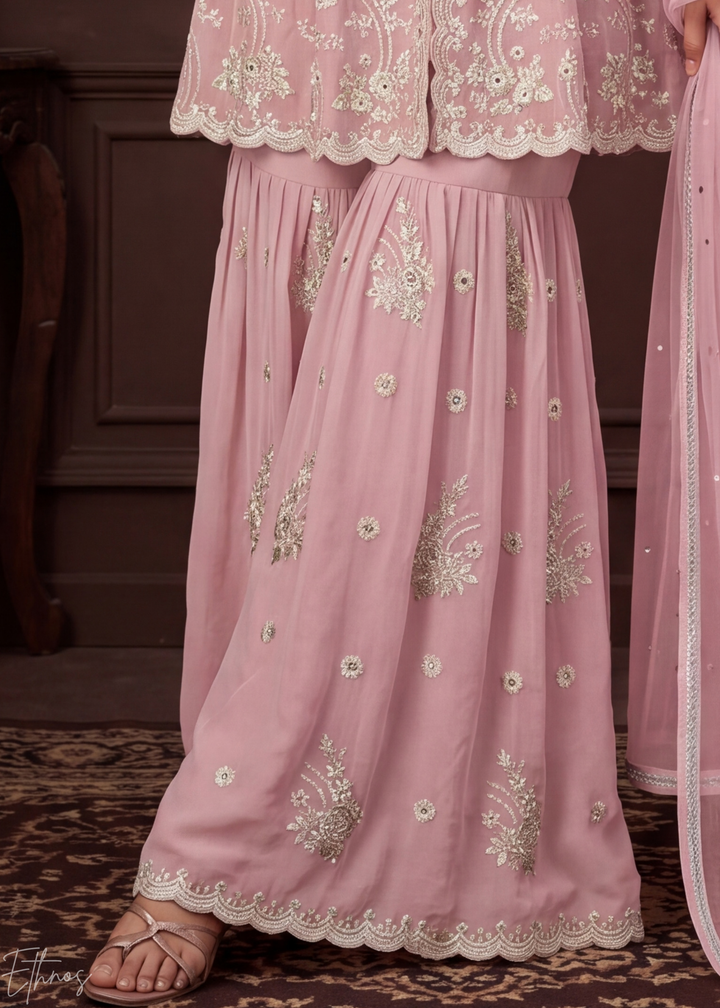 Orchid Mauve Radiant Blossom Georgette Sharara Suit