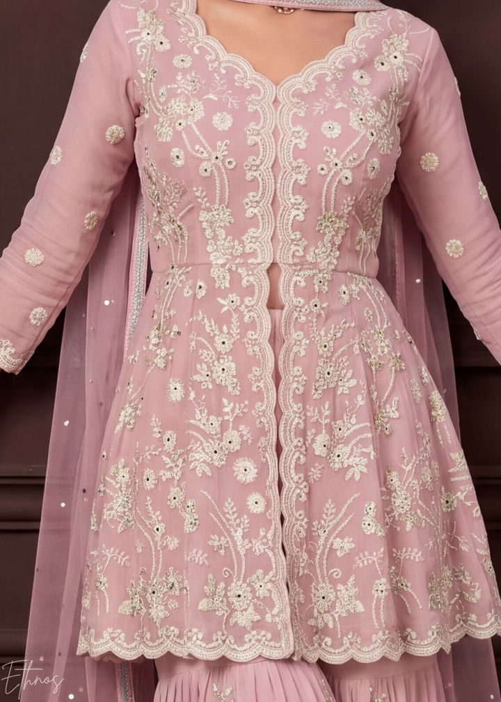 Orchid Mauve Radiant Blossom Georgette Sharara Suit