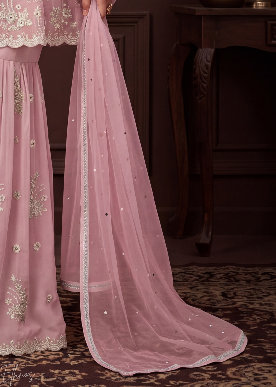 Orchid Mauve Radiant Blossom Georgette Sharara Suit