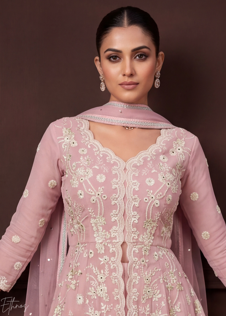 Orchid Mauve Radiant Blossom Georgette Sharara Suit