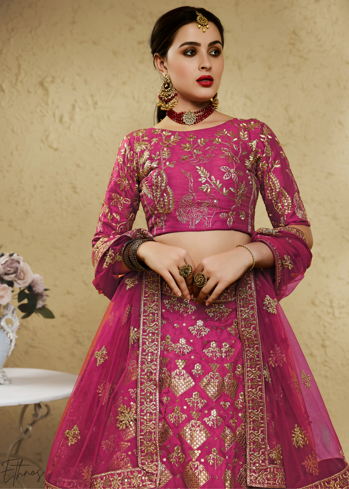 Orchid Persian Paisley Gilded Silk Lehenga