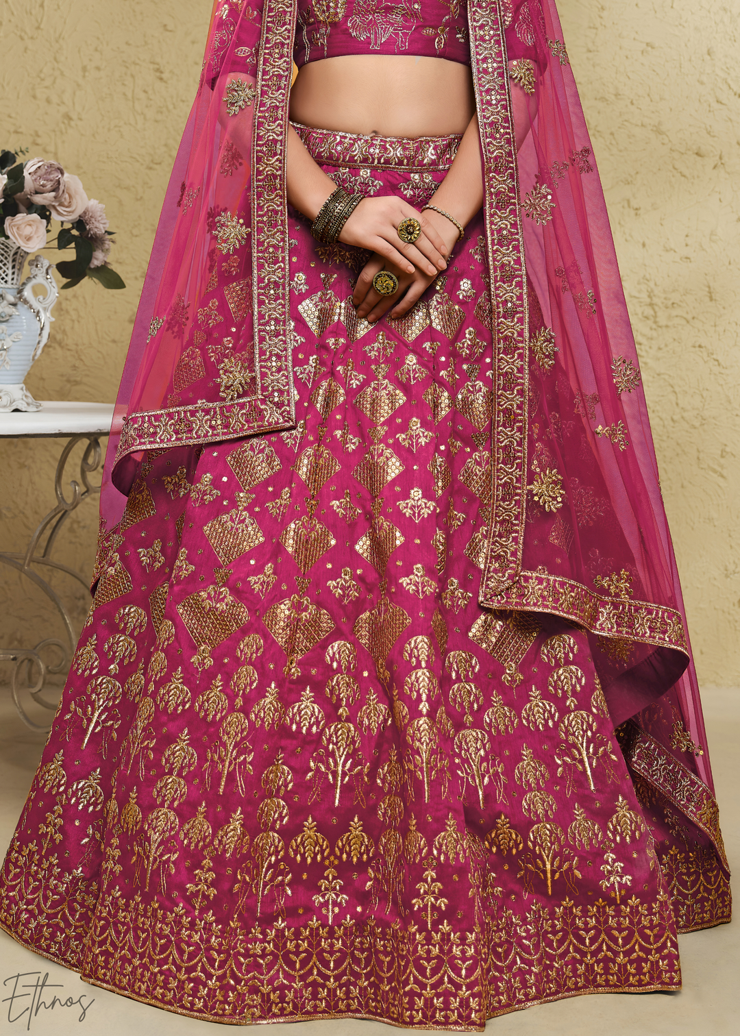 Orchid Persian Paisley Gilded Silk Lehenga