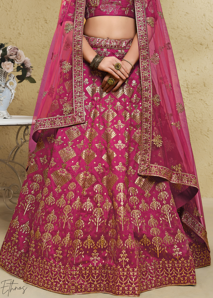 Orchid Persian Paisley Gilded Silk Lehenga