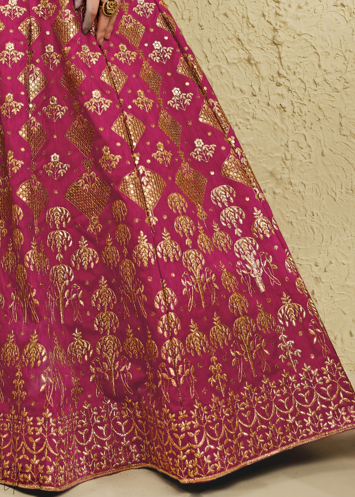 Orchid Persian Paisley Gilded Silk Lehenga