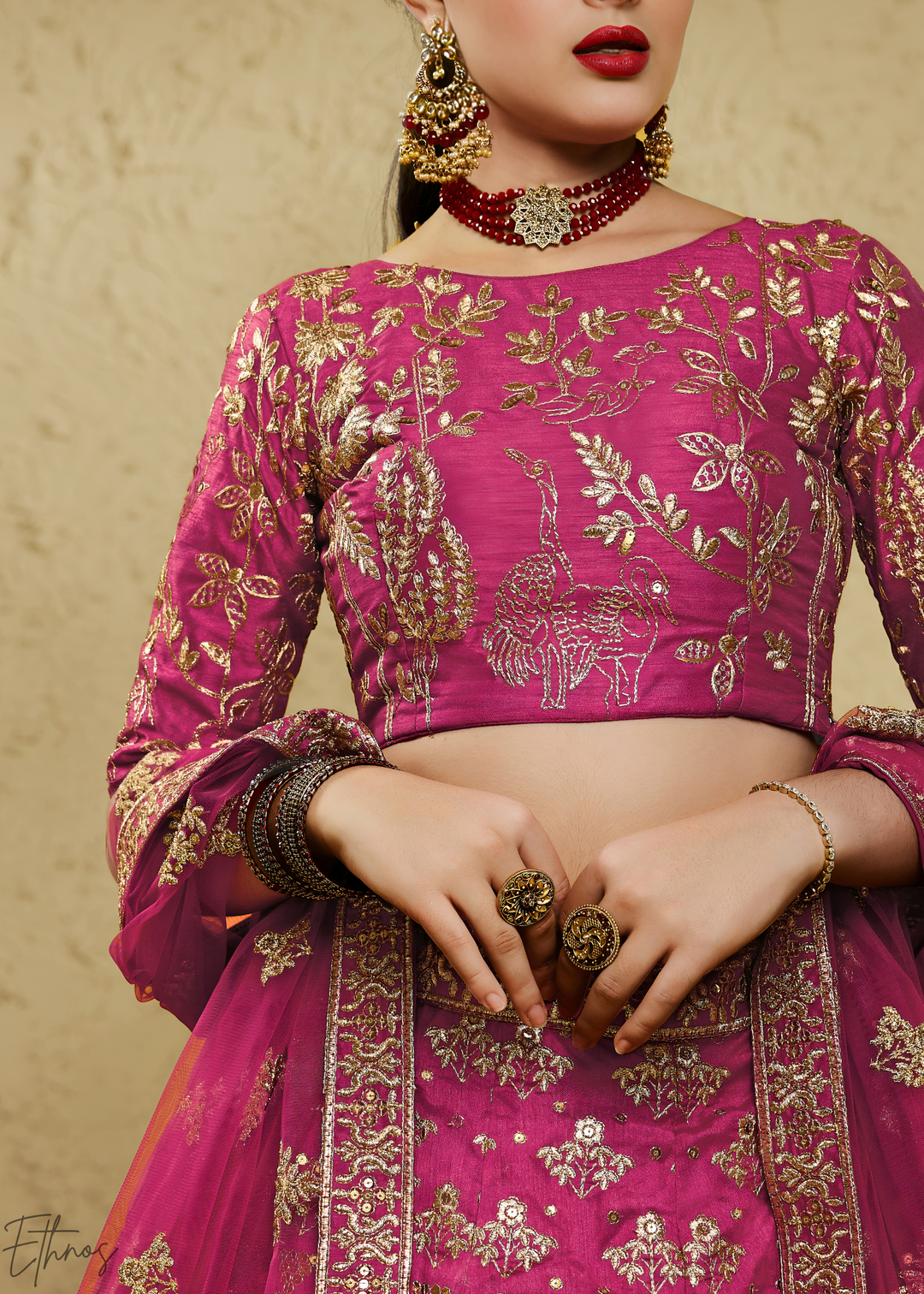 Orchid Persian Paisley Gilded Silk Lehenga