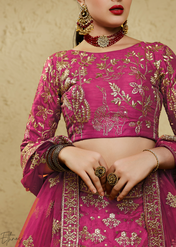 Orchid Persian Paisley Gilded Silk Lehenga