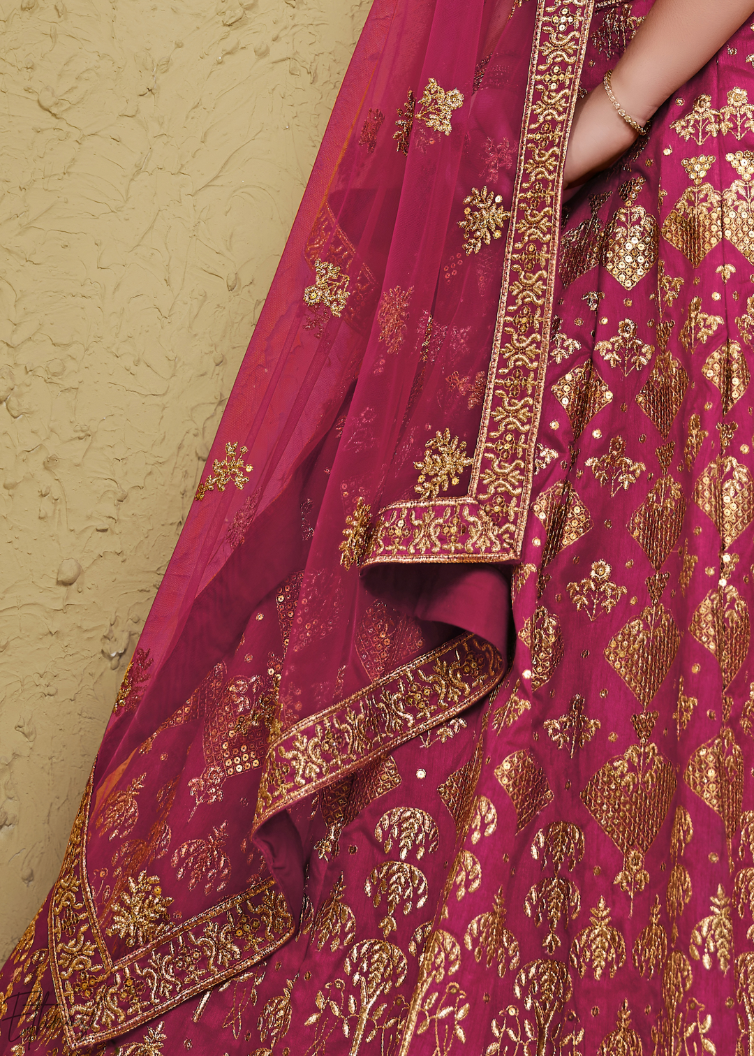 Orchid Persian Paisley Gilded Silk Lehenga