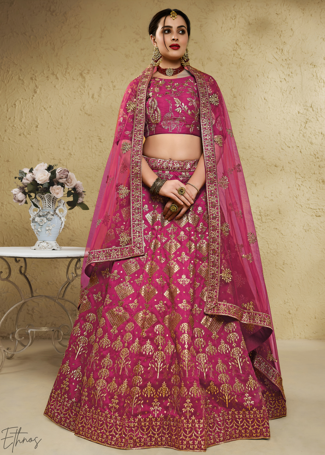 Orchid Persian Paisley Gilded Silk Lehenga
