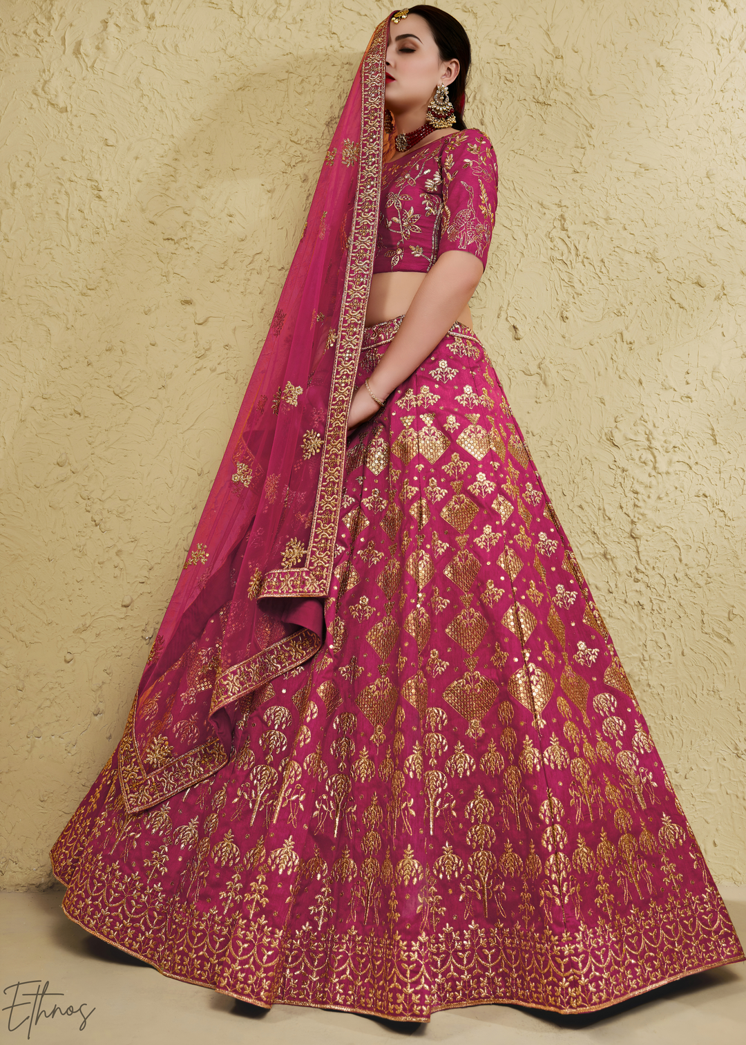 Orchid Persian Paisley Gilded Silk Lehenga