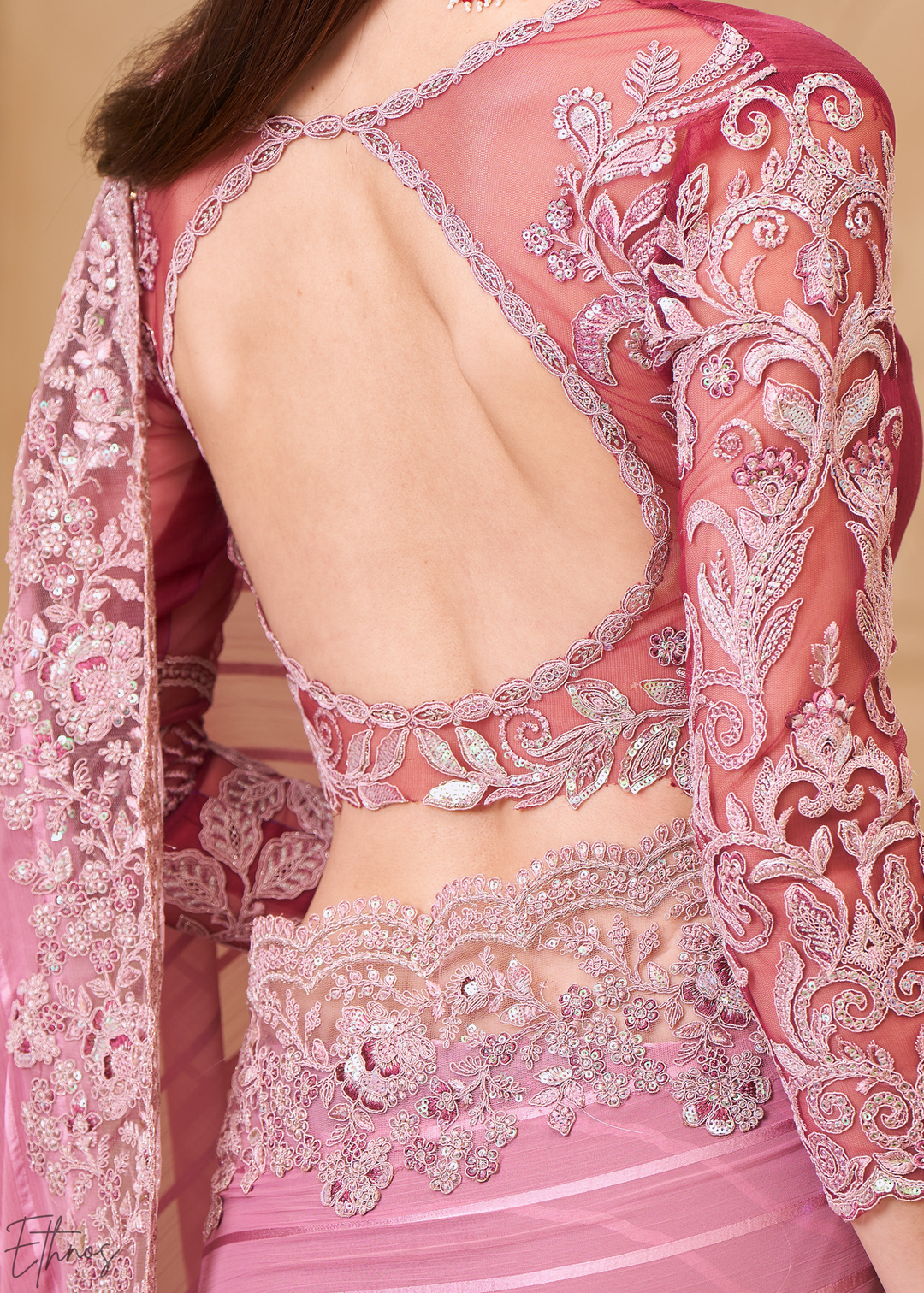 Orchid Petal Classic Border Satin Georgette Saree