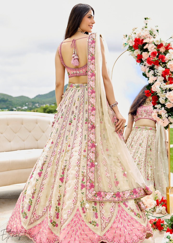 Orchid Petal Gilded Meadow Tissue Lehenga
