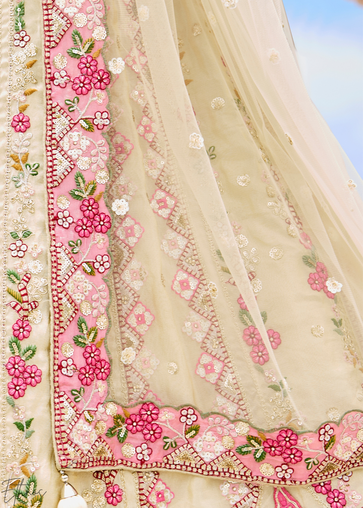 Orchid Petal Gilded Meadow Tissue Lehenga