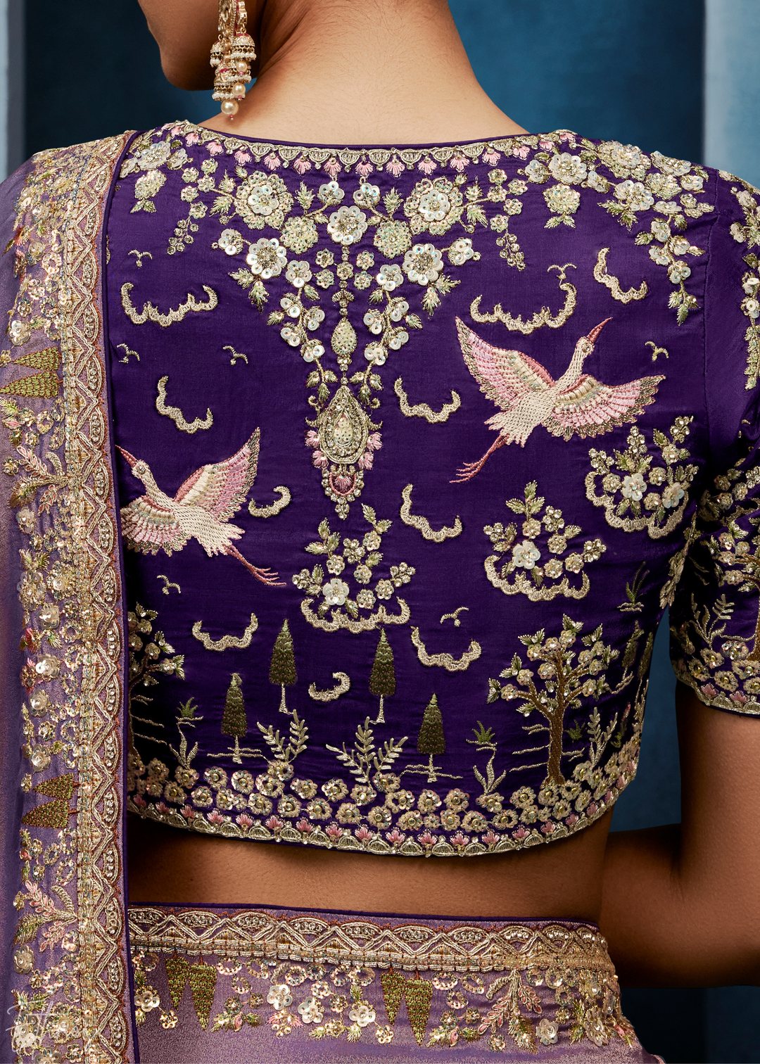 Orchid Petal Tambour Embroidered Border Tissue Saree