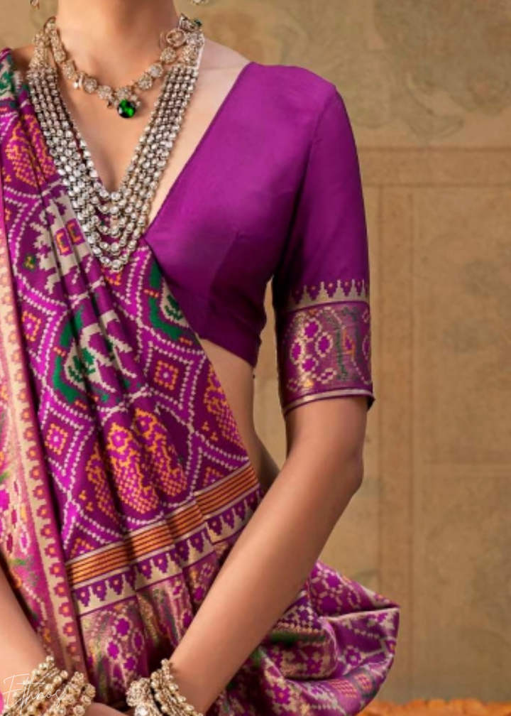 Orchid Pink Ashwa Patola Silk Saree
