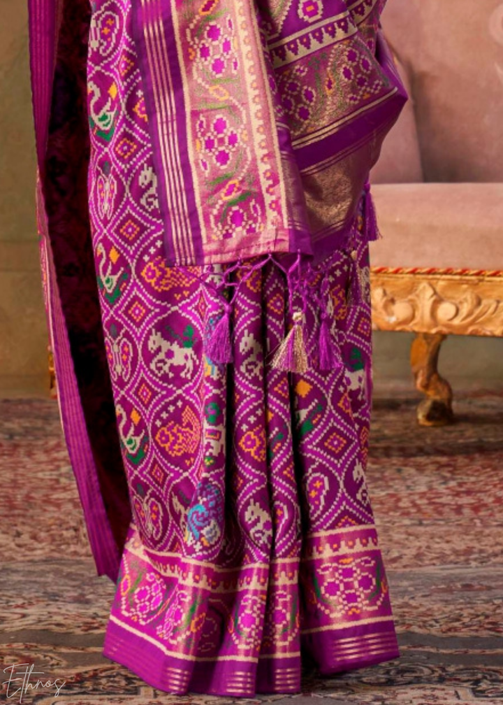 Orchid Pink Ashwa Patola Silk Saree