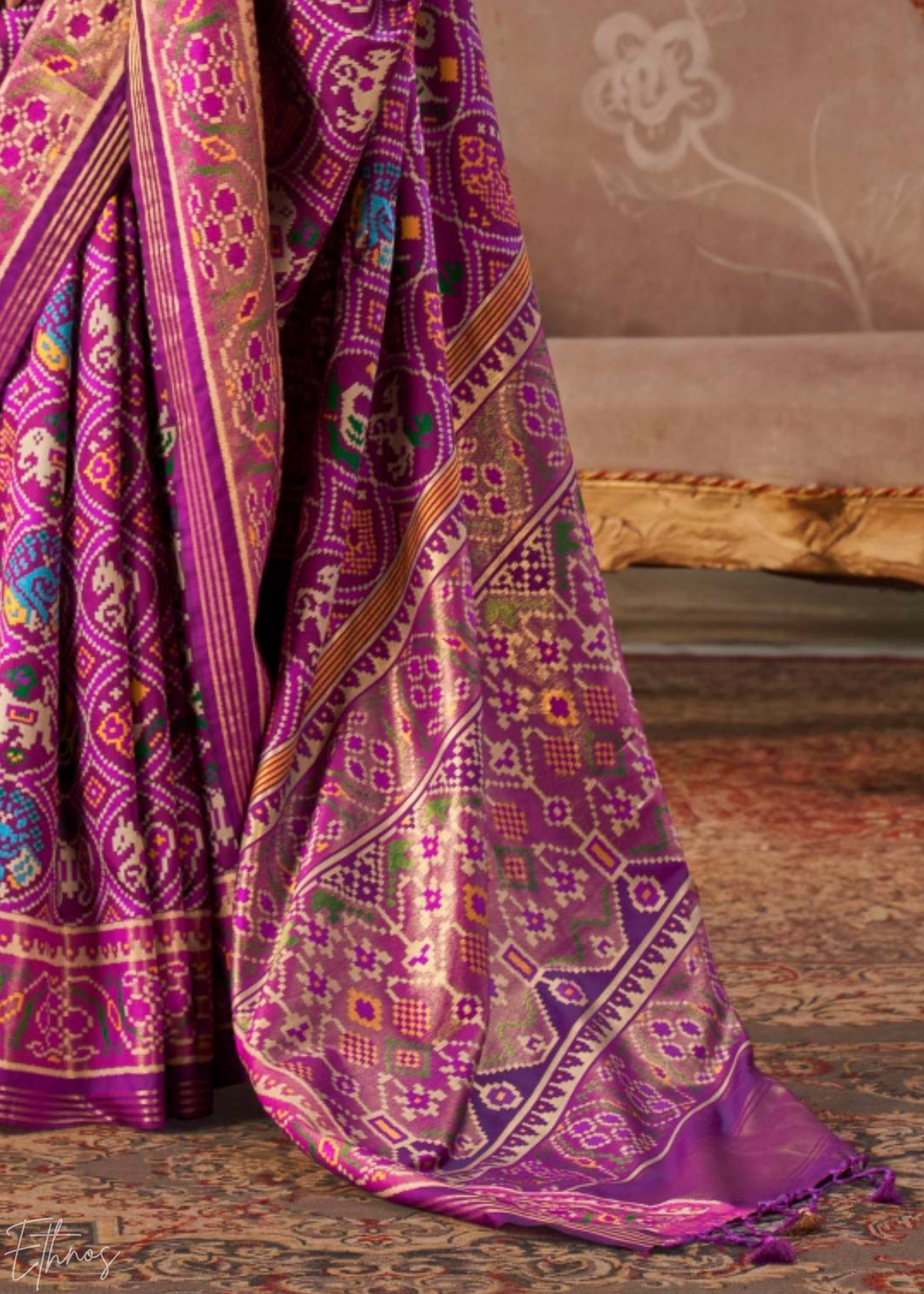 Orchid Pink Ashwa Patola Silk Saree