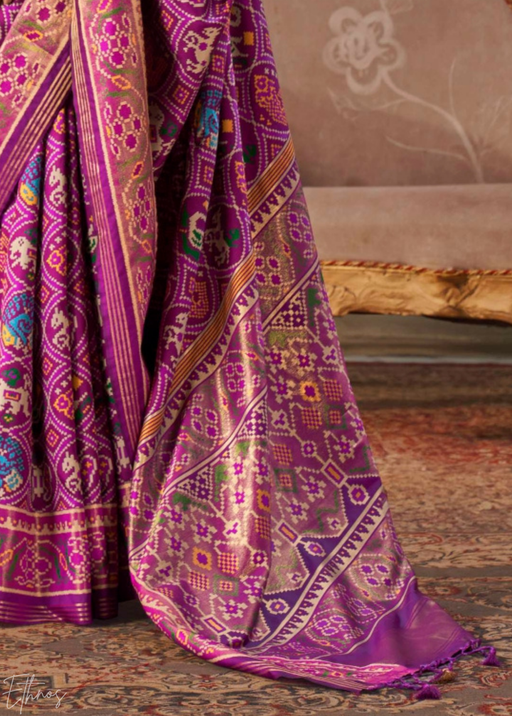 Orchid Pink Ashwa Patola Silk Saree