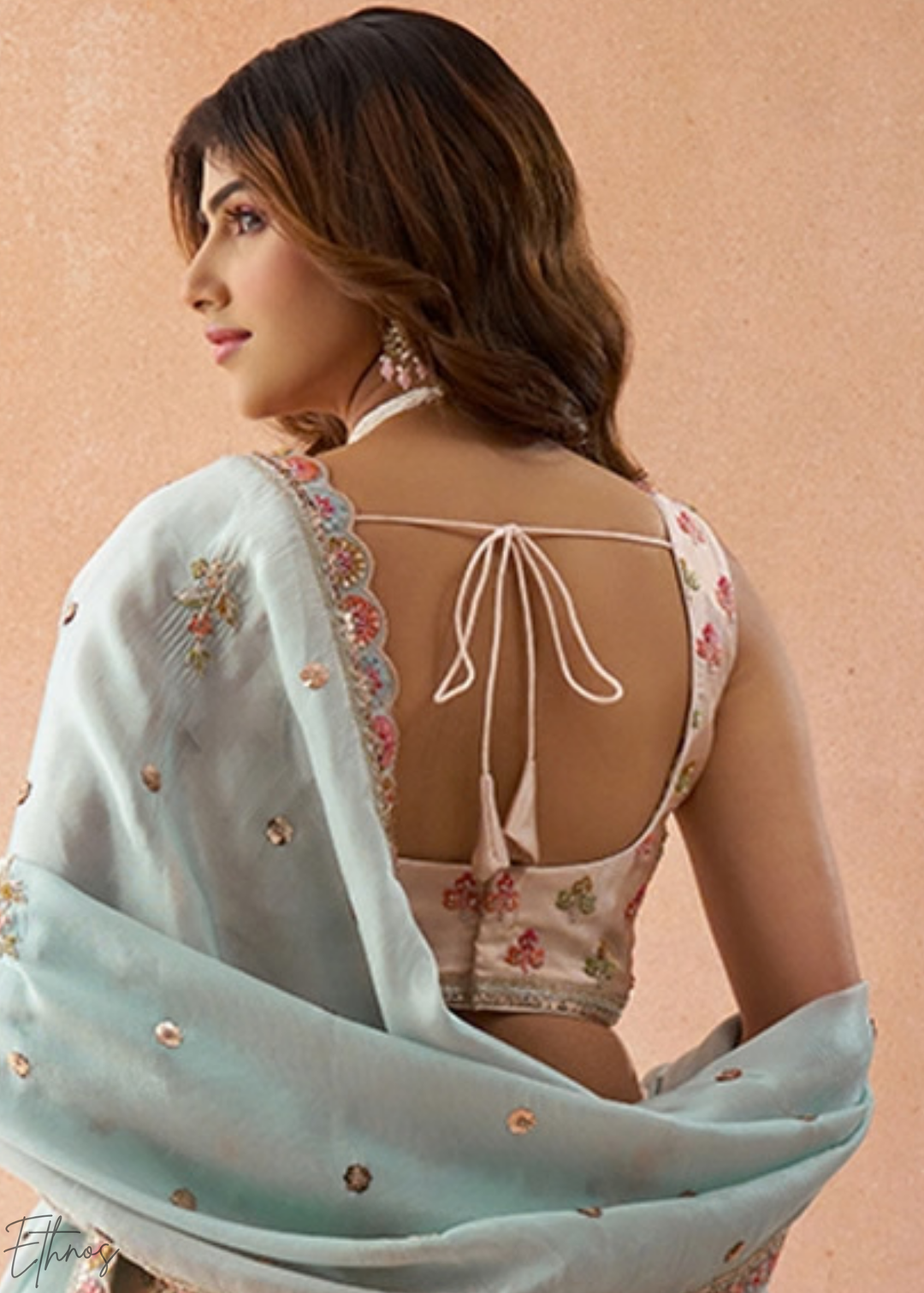 Orchid Pink Artisan Flora Medallion Tissue Lehenga