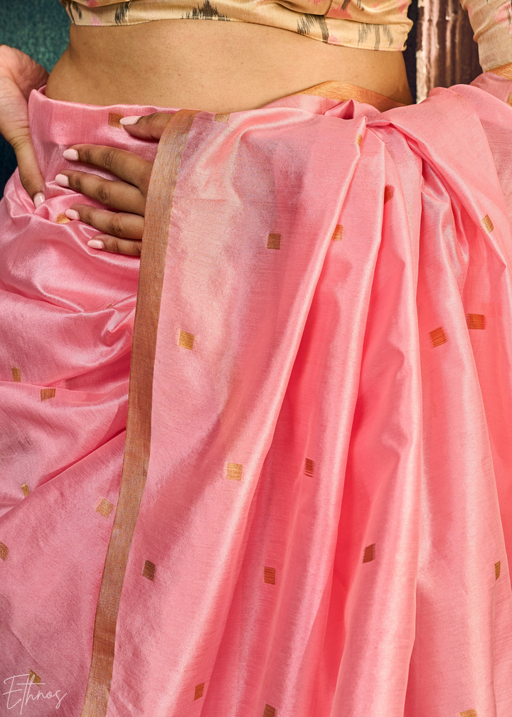 Orchid Pink Artisan Phulkari Weave Silk Saree