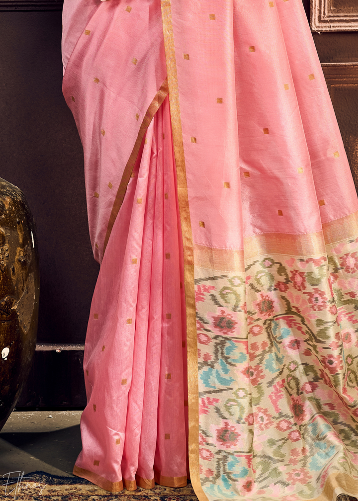 Orchid Pink Artisan Phulkari Weave Silk Saree