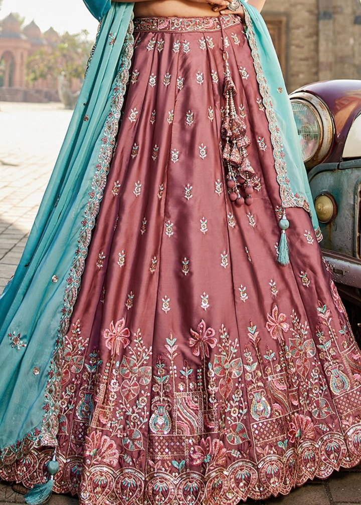 Orchid Plum Radiant Blossom Poly Georgette Lehenga